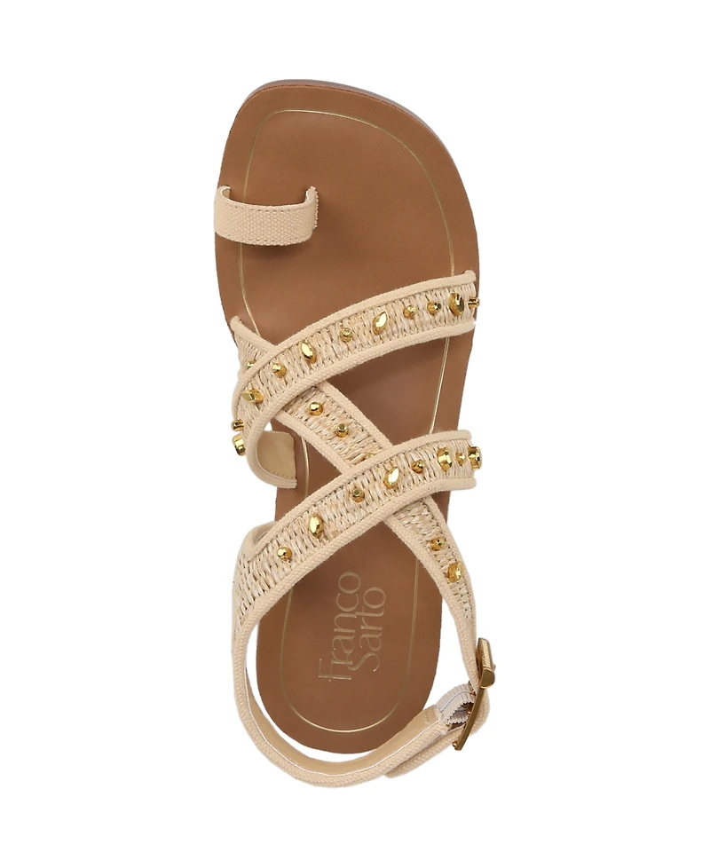Franco Sarto Women's Ina 2 Toe Loop Ankle Strap Stacked Heel Sandals