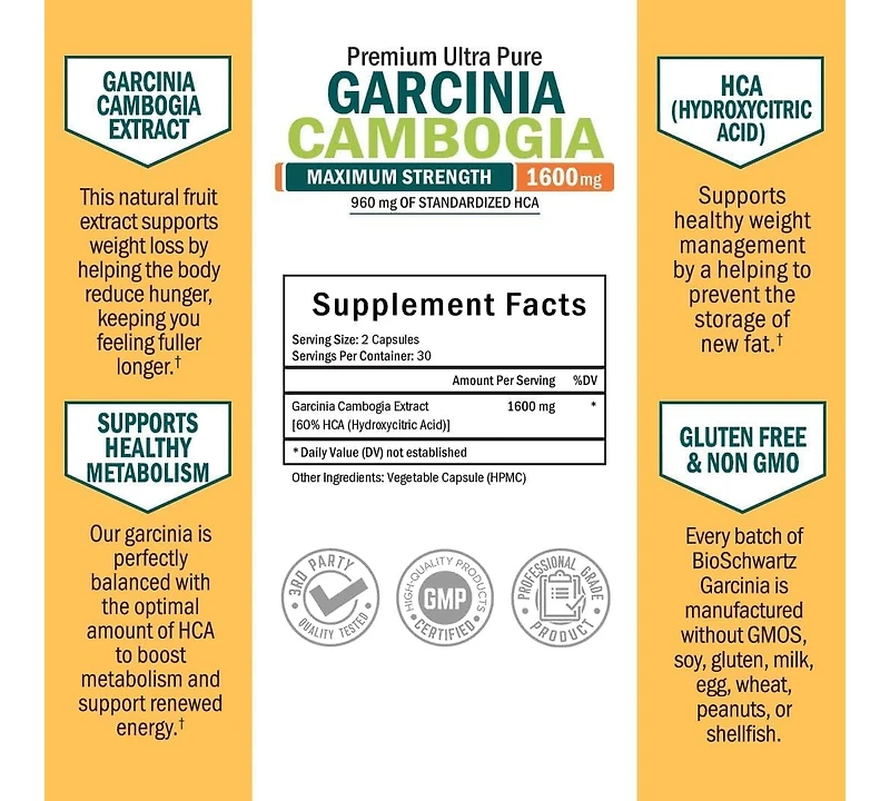 Bio Schwartz Garcinia Cambodia 1600mg 60 Capsules