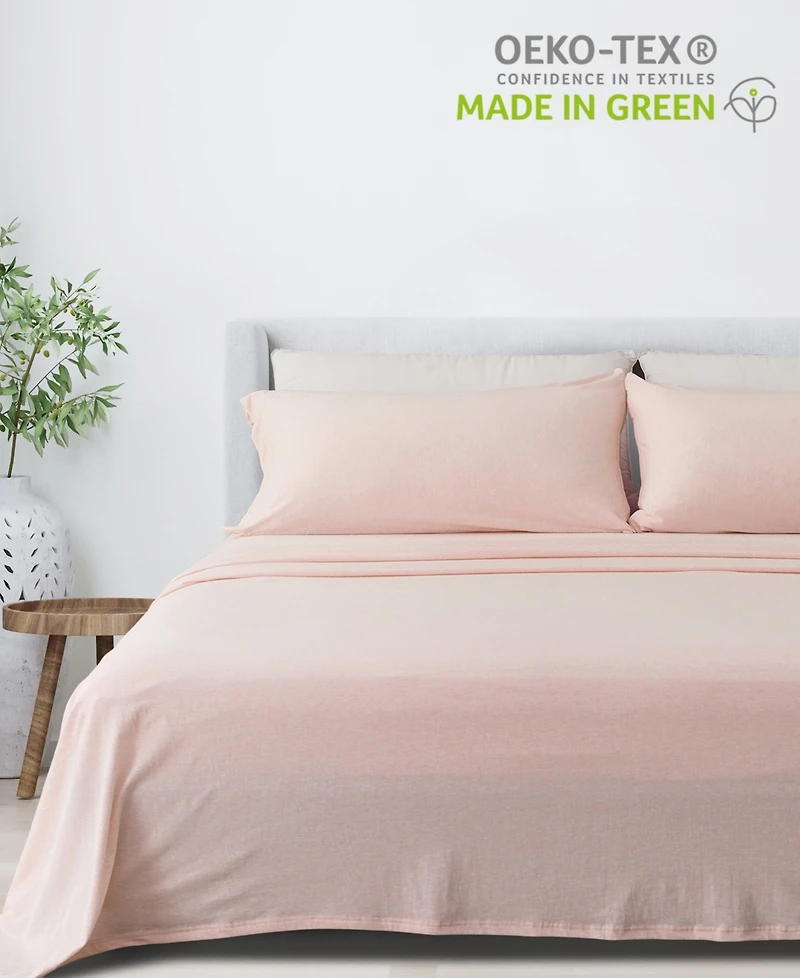 Premium Comforts Heathered Melange T-shirt Jersey Knit Cotton Blend Piece Sheet Set