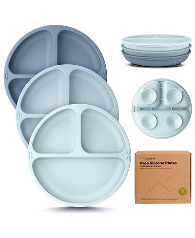 KeaBabies 3-Pack Prep Suction Plates for Baby, 100% Silicone Toddler Plates, Bpa-Free Divided Baby with