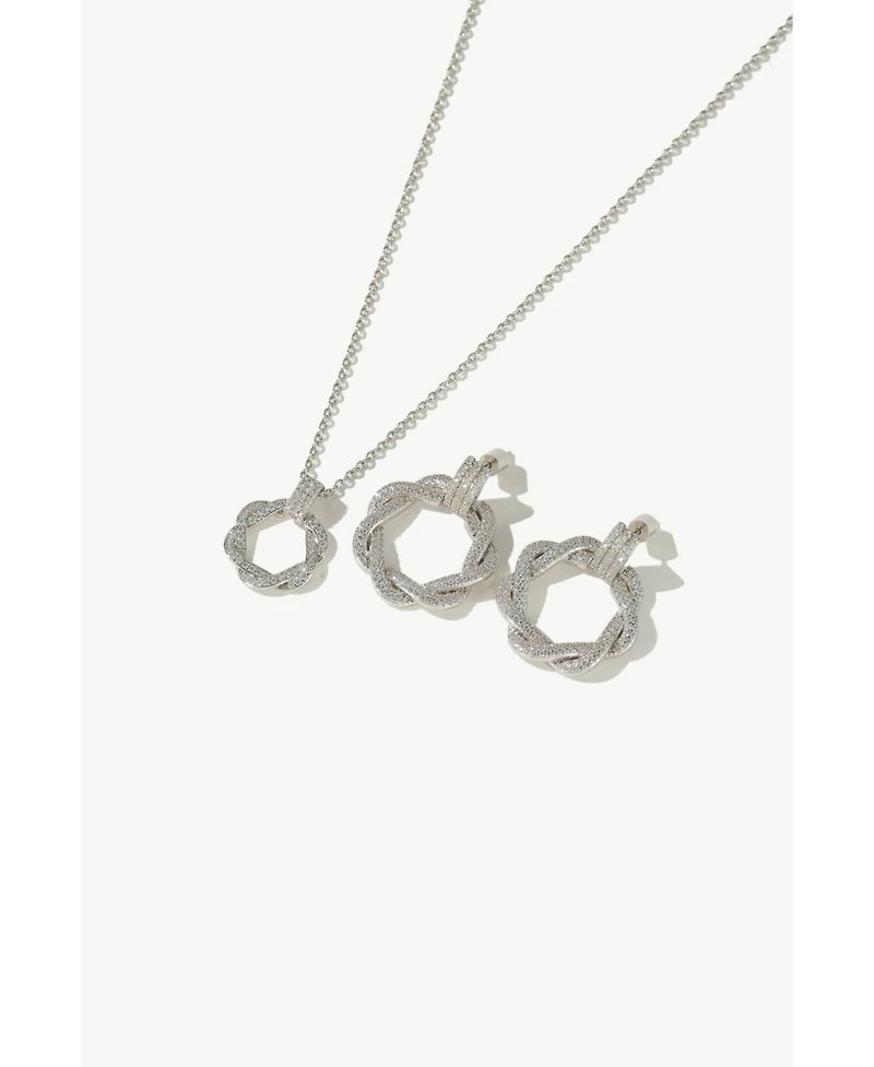 Ysabel Pave Eternity Twist Hoop Pendant Necklace