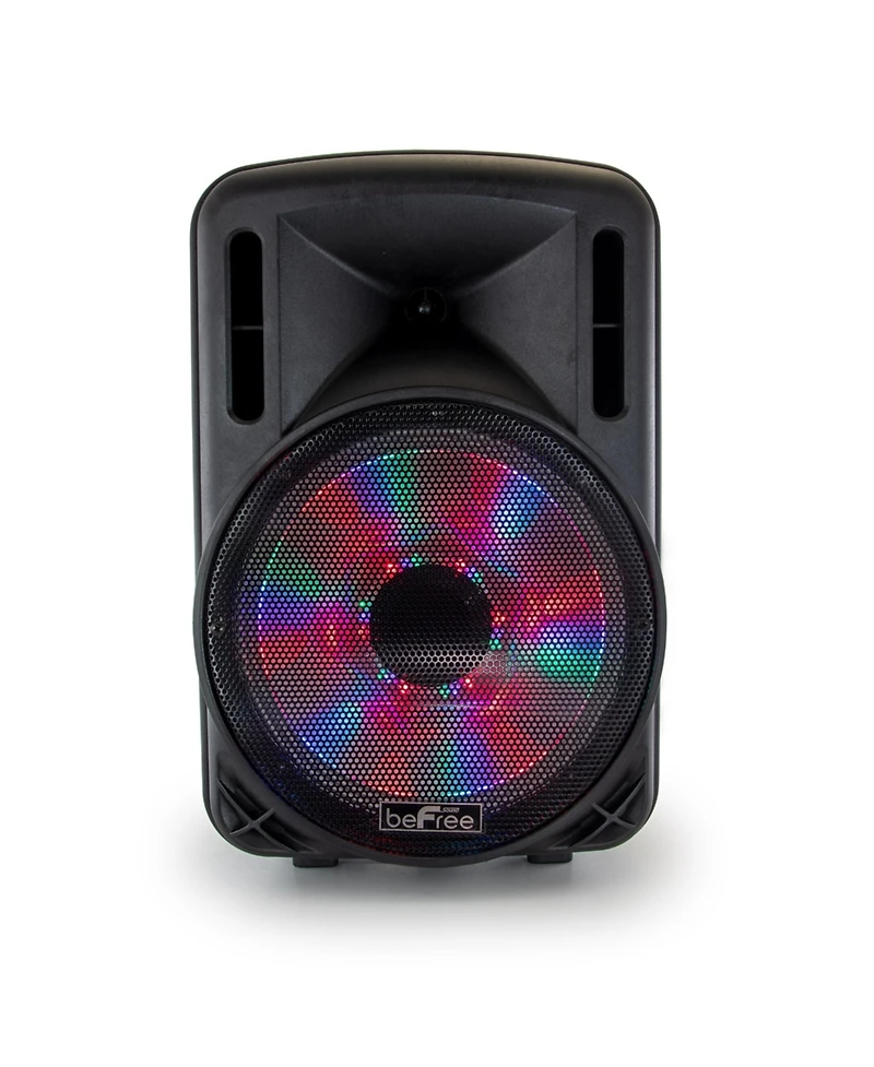 BeFree Sound 12 Inch 2500 Watt Bluetooth Portable Party Pa Speaker With Illuminating Lights and Usb/MicroSD/Aux-in/Fm Radio/DV12V Inputs
