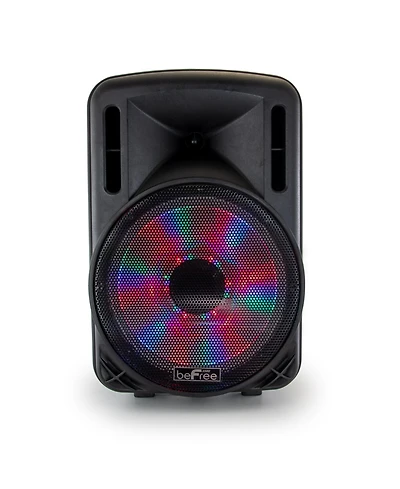 BeFree Sound 12 Inch 2500 Watt Bluetooth Portable Party Pa Speaker With Illuminating Lights and Usb/MicroSD/Aux-in/Fm Radio/DV12V Inputs