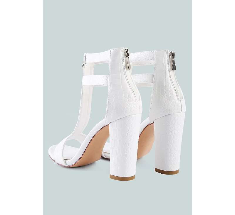 Womens Felicity Zip Up Block Heel Sandals
