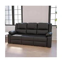 Bustle Back Leathersoft Sofa With Two Built-In Recliners