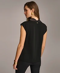 Donna Karan New York Women's Cowl-Neck Cap-Sleeve Top