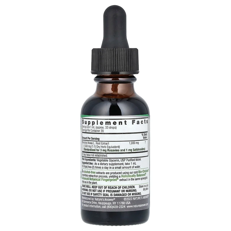 Nature's Answer Rhodiola Root Standardized Fluid Extract Alcohol-Free 1 000 mg - 1 fl oz