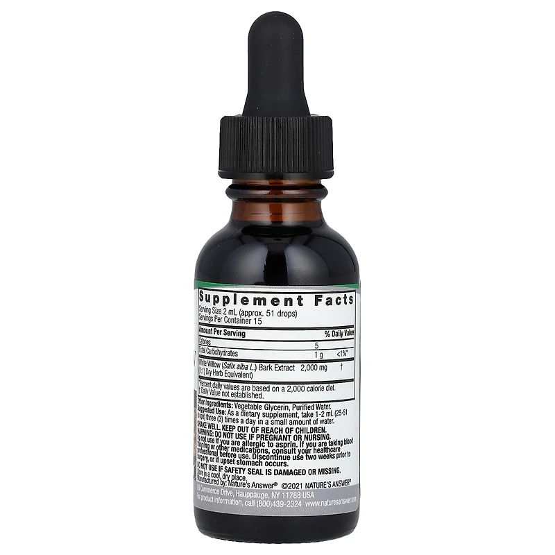 Nature's Answer White Willow Extract Alcohol-Free 2 000 mg - 1 fl oz (30 ml)