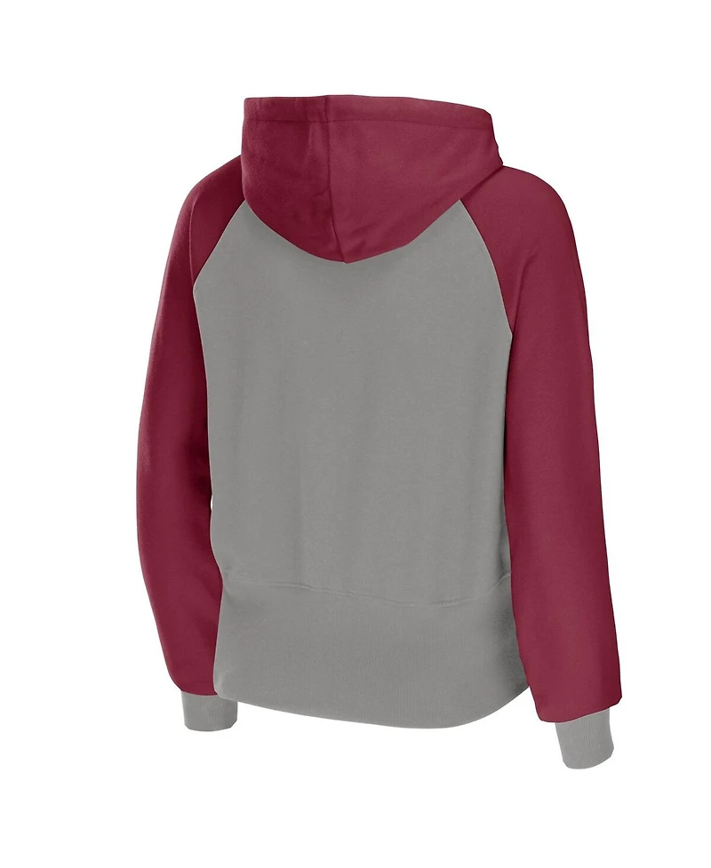 Women's Wear by Erin Andrews Gray Alabama Crimson Tide Raglan Full-Zip Hoodie