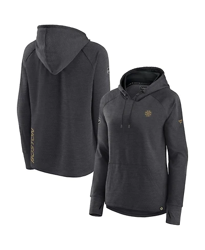 Women's Fanatics Heather Charcoal Boston Bruins Authentic Pro Pullover Hoodie