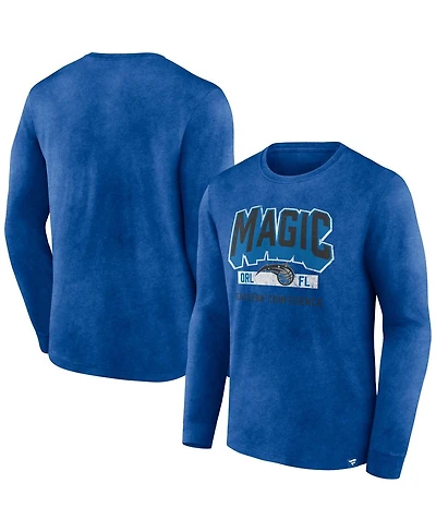 Men's Fanatics Heather Royal Distressed Orlando Magic Front Court Press Snow Wash Long Sleeve T-shirt