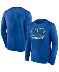 Men's Fanatics Heather Royal Distressed Orlando Magic Front Court Press Snow Wash Long Sleeve T-shirt