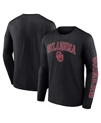 Men's Fanatics Black Oklahoma Sooners Distressed Arch Over Logo Long Sleeve T-shirt