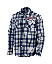 Men's Darius Rucker Collection by Fanatics Navy Cleveland Guardians Plaid Flannel Button-Up Shirt