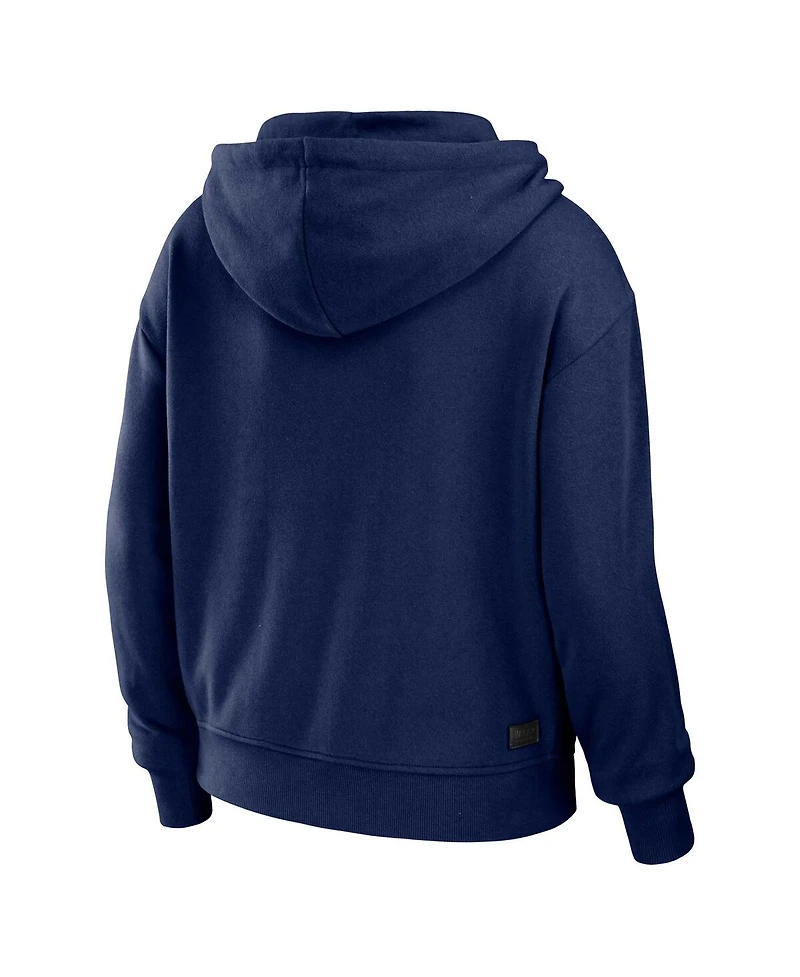 Women's Wear by Erin Andrews Navy, White New England Patriots Plus Color Block Full-Zip Hoodie