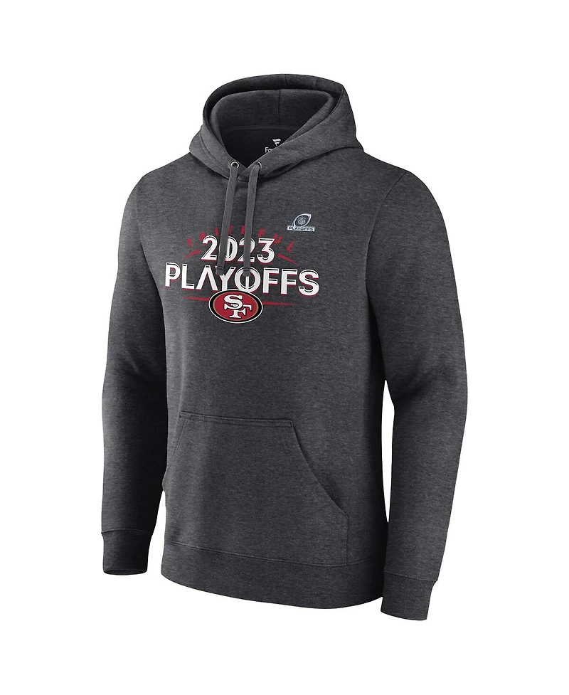 Men's Fanatics Heather Charcoal San Francisco 49ers 2023 Nfl Playoffs Fleece Pullover Hoodie