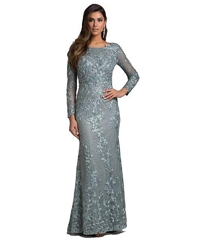 Women's Long Sleeve Lace Dress With Appliques