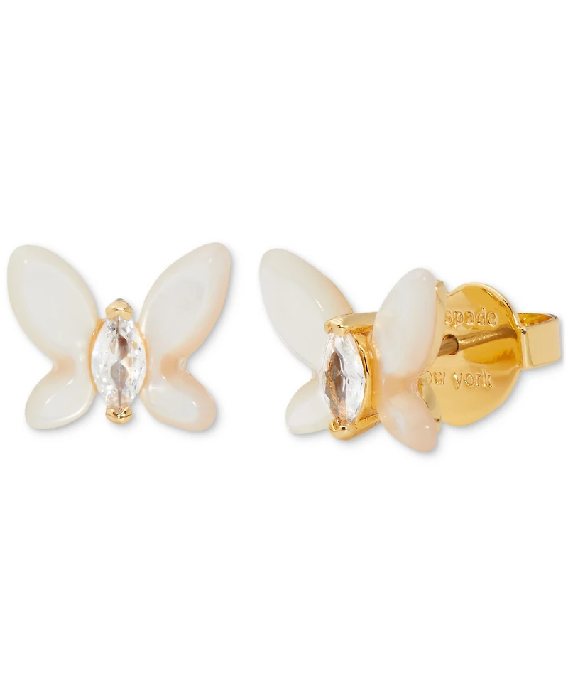 Kate Spade New York Gold-Tone Cubic Zirconia & Colored Butterfly Mini Stud Earrings