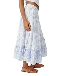 Free People Women's Full Swing Printed Tiered Midi Skirt