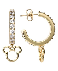 Disney Mickey Mouse Cubic Zirconia Hoop Earrings, Officially Licensed