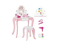 Slickblue Pretend Kids Vanity Set with 360° Rotatable Mirror and Play Accessories