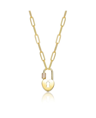 Gigi Girl Kids/Young Teens 14K Gold Plated Cubic Zirconia Lock Charm Necklace
