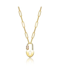 Gigi Girl Kids/Young Teens 14K Gold Plated Cubic Zirconia Lock Charm Necklace