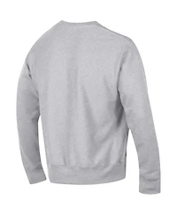 Men's Champion Heathered Gray Distressed Virginia Cavaliers Vintage-Like Vault Logo Reverse Weave Pullover Sweatshirt
