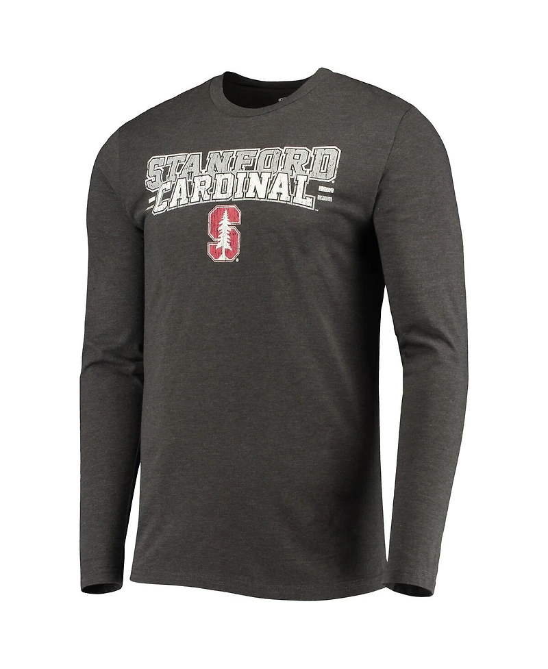 Men's Concepts Sport Cardinal, Heathered Charcoal Distressed Stanford Cardinal Meter Long Sleeve T-shirt and Pants Sleep Set
