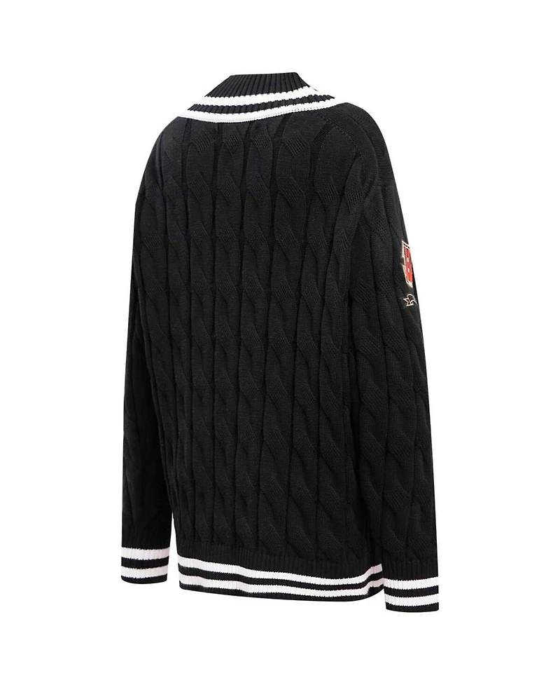 Women's Pro Standard Black Cincinnati Bengals Prep V-Neck Pullover Sweater