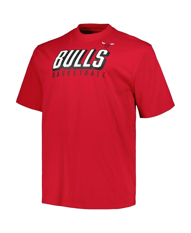 Men's Fanatics Red, Black Chicago Bulls Big and Tall Short Sleeve and Long Sleeve T-shirt Set