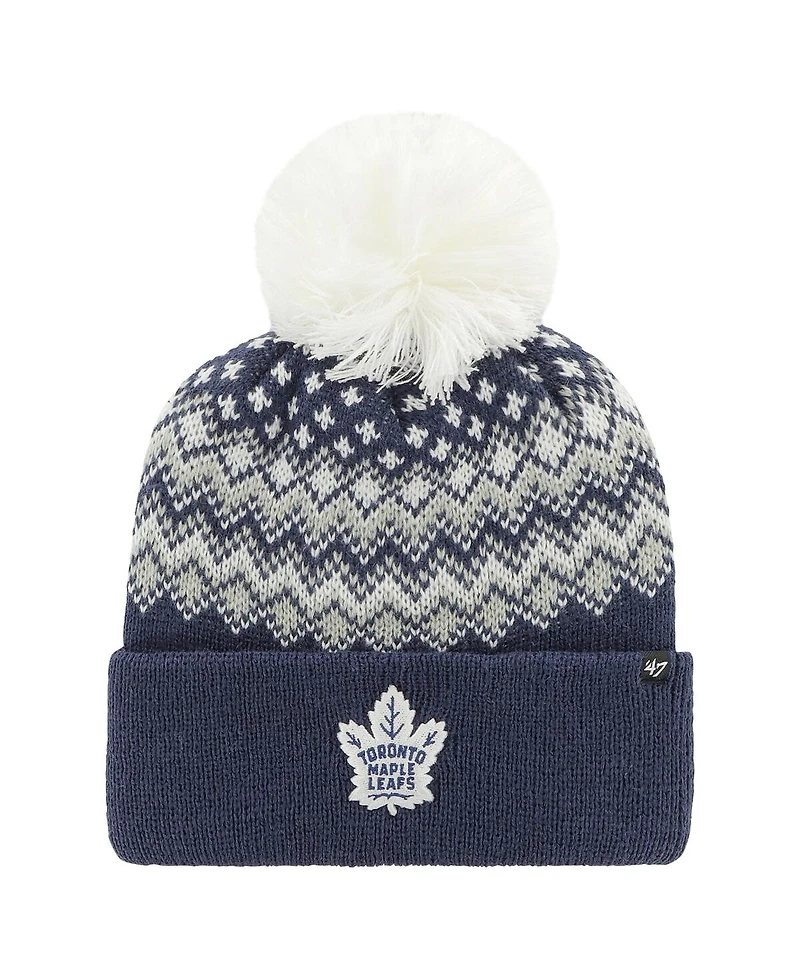 Women's '47 Brand Blue Toronto Maple Leafs Elsa Cuffed Knit Hat with Pom