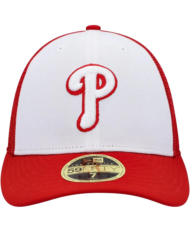 Men's New Era White, Red Philadelphia Phillies 2023 On-Field Batting Practice Low Profile 59FIFTY Fitted Hat