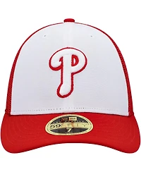 Men's New Era White, Red Philadelphia Phillies 2023 On-Field Batting Practice Low Profile 59FIFTY Fitted Hat