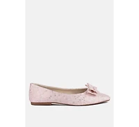 Womens cicely jacquard bow embellished ballet flats