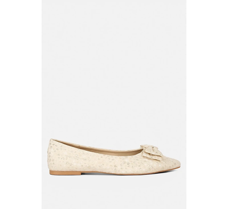 Womens cicely jacquard bow embellished ballet flats