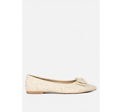 Womens cicely jacquard bow embellished ballet flats