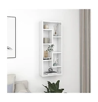 Wall Shelf White 14.2"x6.3"x35.4" Engineered Wood