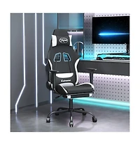 Gaming Chair with Footrest Black and White Fabric