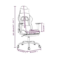 Gaming Chair with Footrest Black and White Fabric