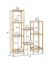 Sugift 9-Tier Bamboo Plant Stand for Living Room Balcony Garden