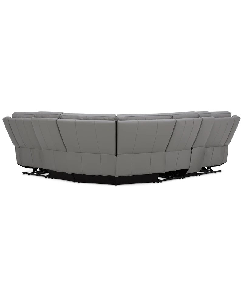 Addyson 117" 6-Pc. Leather Sectional with 2 Zero Gravity Recliners Power Headrests and 1 Console, Created for Macy's