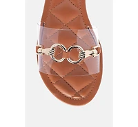 Women's Scoth Clear Buckled Quilted Slides