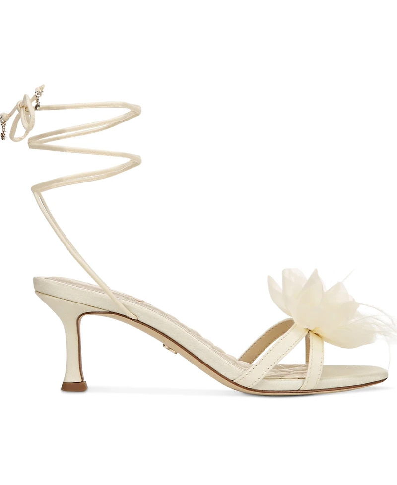 Sam Edelman Women's Pammie Ankle-Tie Flower Kitten Heels