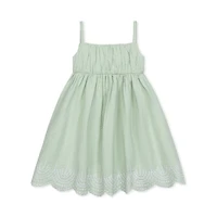 Hope & Henry Big Girls Sleeveless Ruched Party Dress with Embroidered Hem