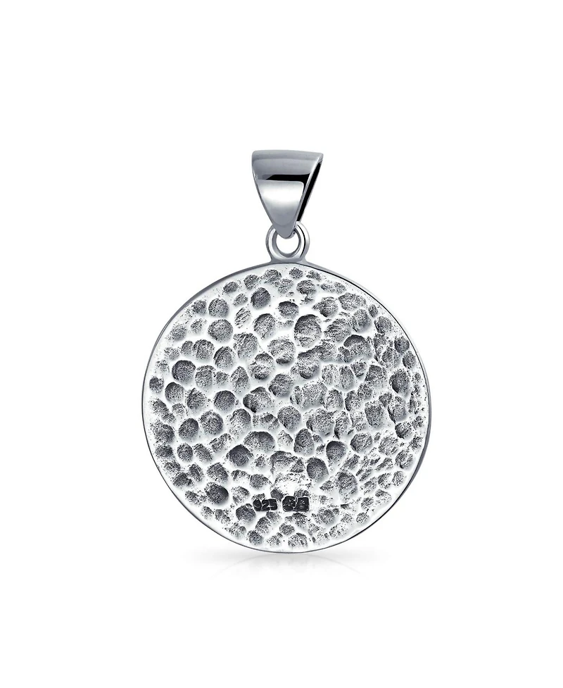 Bling Jewelry Round Coin Heavy Large Medallion Caribbean Aztec Pirates Skull Pendant Necklace Oxidized Sterling Silver