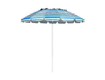 8 ft Portable Beach Umbrella with Sand Anchor and Tilt Mechanism for Garden Patio
