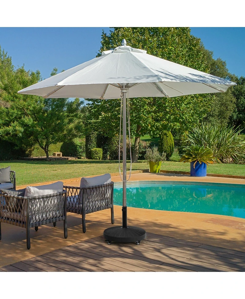 Wicker Style Resin Umbrella Base Stand Heavy Duty with Wheels