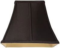 Springcrest Small Square Curved Black Lamp Shade 6" Top x 11" Bottom x 9.75" Height (Spider) Replacement with Harp and Finial