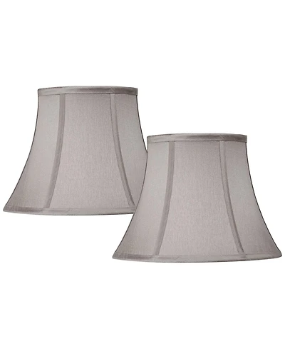 Springcrest Set of 2 Pewter Gray Small Bell Lamp Shades 7" Top x 12" Bottom x 9" High (Spider) Replacement with Harp and Finial